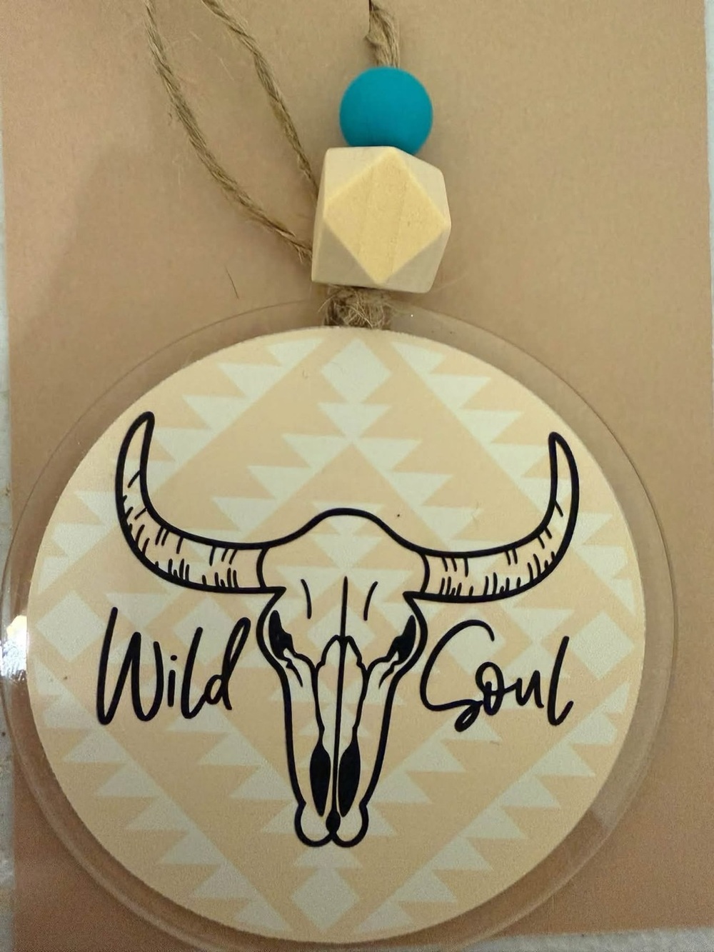 Southwestern Skull Wall Hanging in Beige and Turquoise